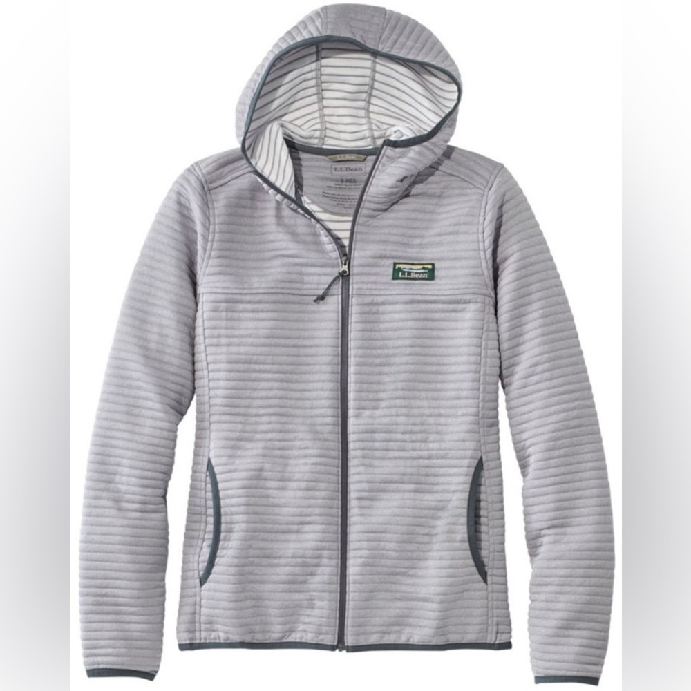 LL Bean Airlight Hoodie Sweatshirt Jacket Gray Full Zip Camping Hiking Sz M